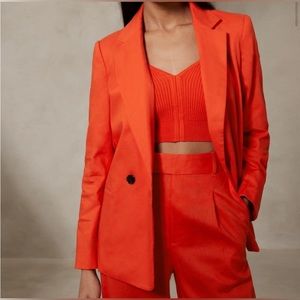 NWT Banana Republic Linen-Cotton Double Breasted Blazer Size 10 Trailblazing
